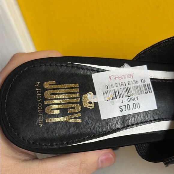 Juicy Couture Black Slide Sandals with 4” Block Heels & Sporty Design Size 11 - Picture 2 of 8